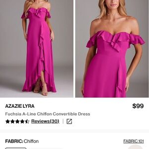 Azazie Fuchsia Off-Shoulder Ruffle Maxi Dress